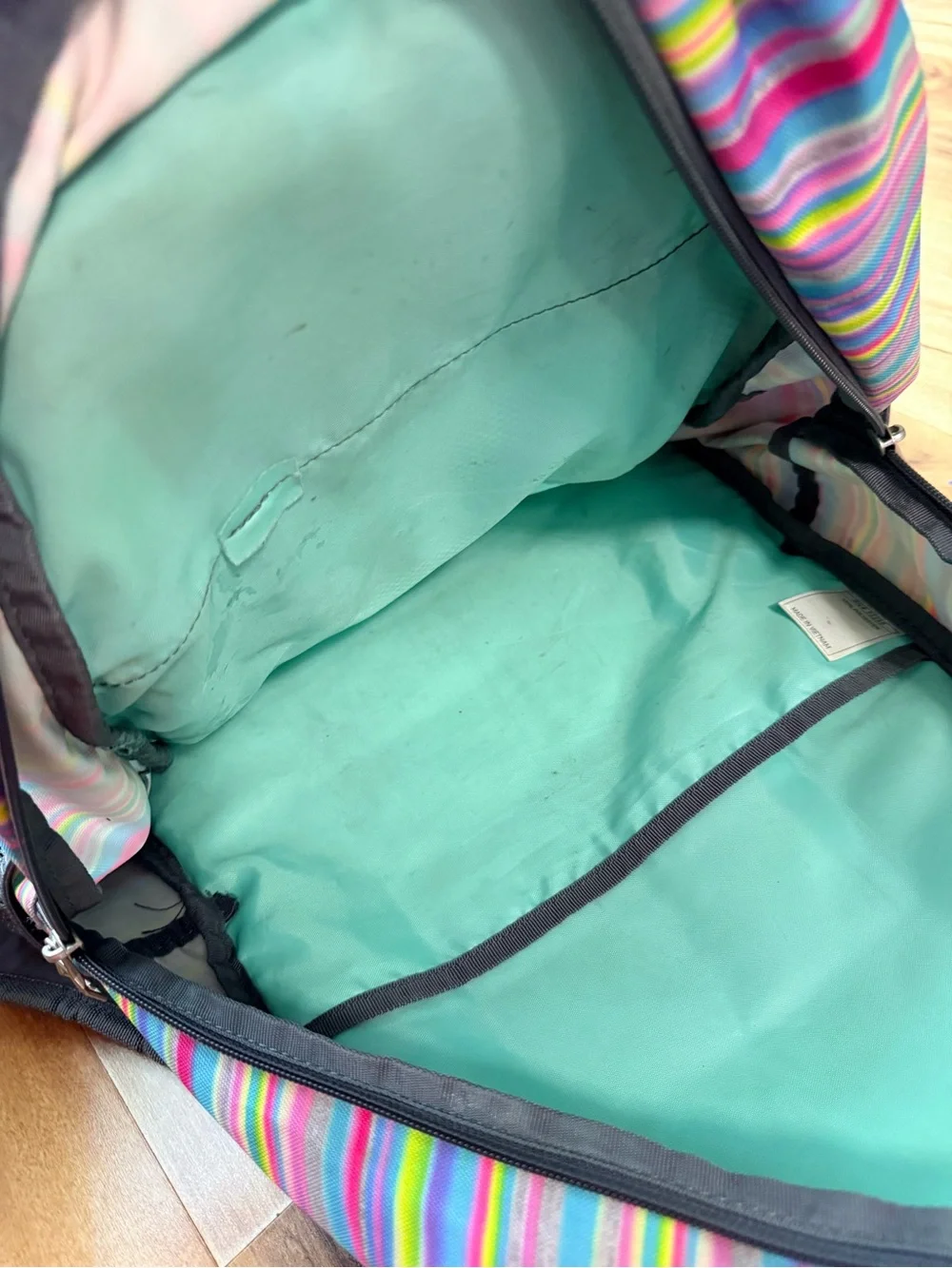 Adidas Multicolor Striped Backpack Gray Bookbag School Travel Laptop Gym 22” - Picture 7 of 10